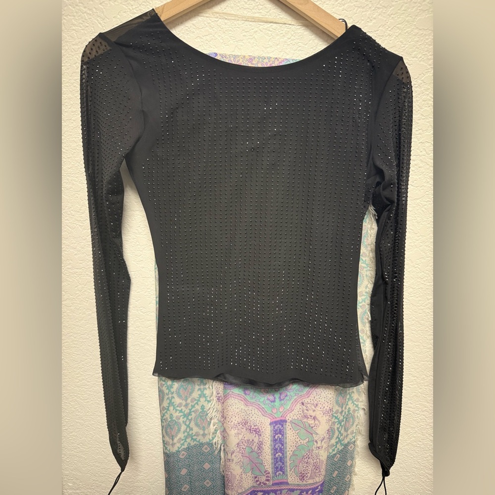 Elegant Black backless OW Top with shimmery Studded Accents